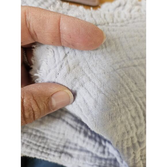 Free People Size Large L Blue Cotton Gauze V Neck Button Changing Horizons Top - Picture 7 of 8